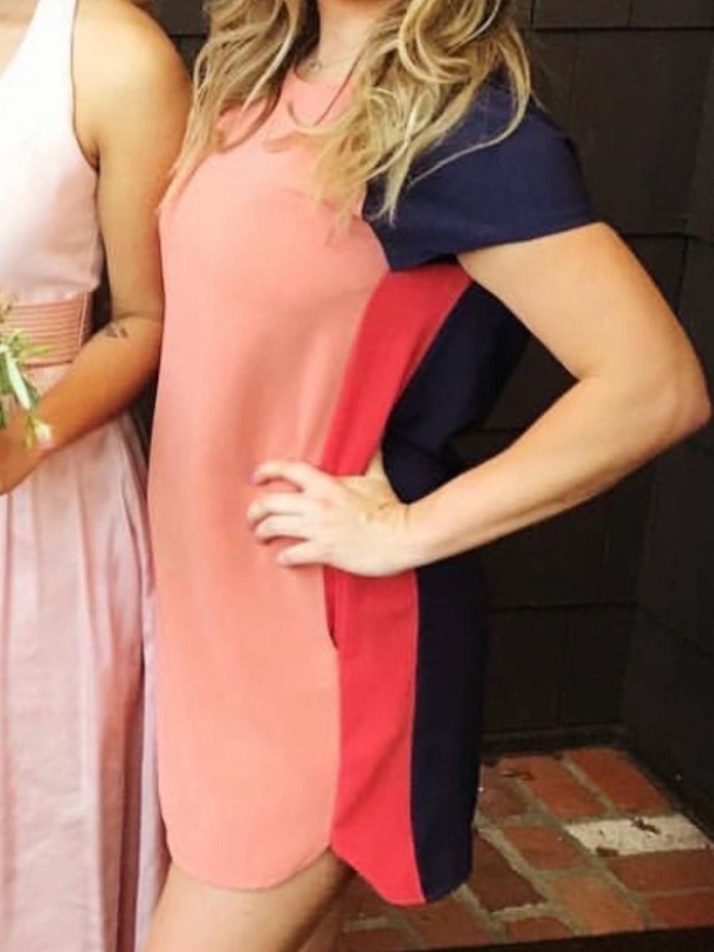 Banana Republic Coral, Red & Navy Colorblock Mini Dress